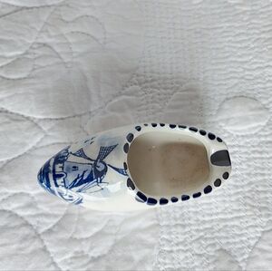 Delft Hand Painted Dutch Holland Blue Windmill 3.25” Clog Shoe Single Ashtray